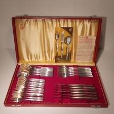Zwilling Henckels Besteck, Modell 2819, 30 Teile, 100er Silber, 1959, Kasten