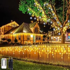 Lichterkette Außen Innen 200/800 LED Eiszapfen Eisregen Weihnachten Strom Dekor