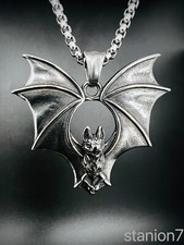 Fledermaus Nacht Jäger Tier Vogel Anhänger Edelstahl Kette Schmuck Biker 310B