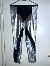 Sexy Modische Kunstleder Leggings Transparent Glänzend Wetlook Hose Silber 36/38