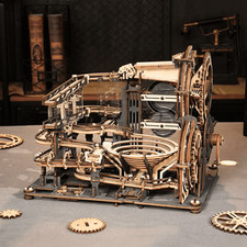 Robotime Murmelbahn Night City 2.0 | Mechanischer Holz-Bausatz, LED Beleuchtung