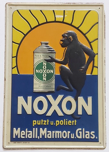 Altes noxon blechschild affe - noxon,