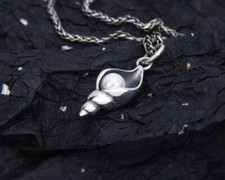 B37 Anhänger Muschel Schnecke mit Perle Sterling Silber 925