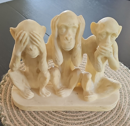 Drei affen skulptur weiß - affen, –