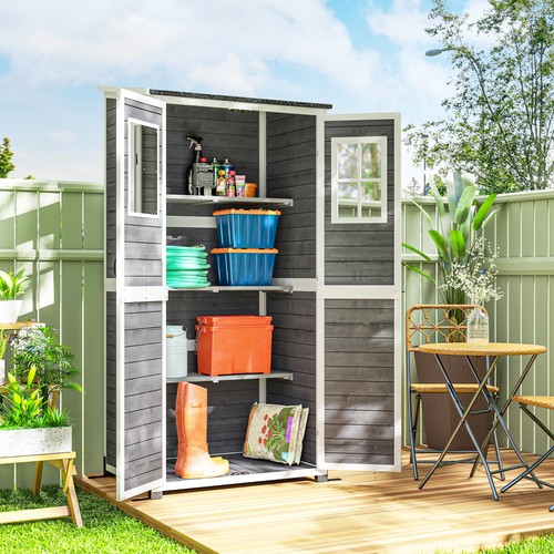 Outsunny gartenschrank holz - gartenschrank,