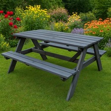 Premium Picknickbank grau Holz