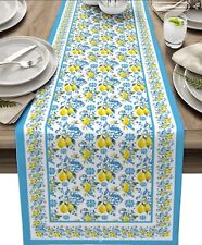 Tischläufer, Frühling, Sommer Dekor Leinenoptik 33x180 cm Zitronen Osterdeko