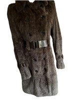 Da.Mantel Gr. 38,braun,Fa.Blacky Dress,Echt Kanin,Neuwert 750 €,Ledergürtel