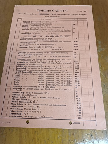 Prospekt mengele preisliste - prospekt,