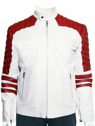 Herren echt leder weiß jacke - echt,