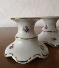 Vintage Kerzenhalter mit Goldrand Altrosa Blume Marke Martinroda