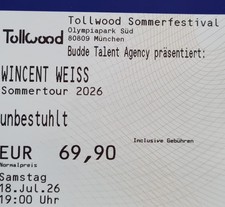 Tickets Wincent Weiss München Tollwood Sommerfestival 18.07.26 Eintrittkarten