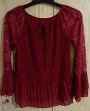Edle schöne Bluse Shirt Oberteil S.Oliver - Rot-Ton weinrot Spitze - Gr. ca. M/L