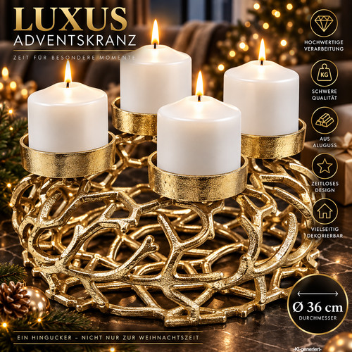 Adventskranz ø36cm gold - adventskranz,