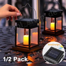 1/2 LED Kerze Solar Laterne Solarleuchte Außen Garten Solarlampe Terrasse Hängen