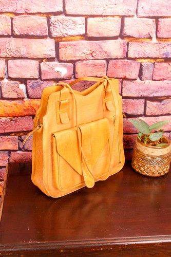 Vintage kamelleder tasche - vintage,