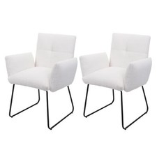 B-Ware 2er-Set Esszimmerstuhl MCW-K34, Küchenstuhl, Öko-Tex Bouclé Stoff weiß