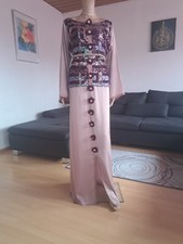 Damen Elegant Long Mauve Kaftan Dress Abaya Caftan mit Gürtel Gr.40/42