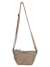 TASCHENDIEB WIEN Geflochtene Leder Umhängetasche Damen Beige 28x15cm