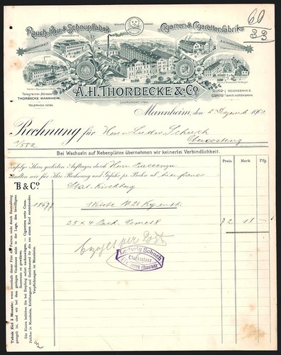 Rechnung mannheim 1901 - mannheim, h