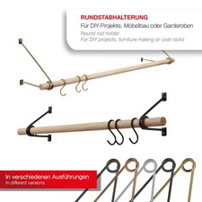 Set Wandhalterung mit Eiche massiv Garderobenstange für Kleiderbügel SOTECH