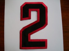 Nr. 2 schwarz rot, Bügelbild Stoff Zahl 24,8cm, zum Aufbügeln Tricot   Aufnäher 