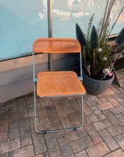 Vintage Klappstuhl Plia Giancarlo Piretti Castelli Chrom Wiener Geflecht 1.SIS