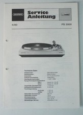 Grundig Plattenspieler PS 3000  Schaltplan Anleitung Service Manual B6714