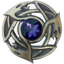 Te Schottisch Kilt Fly Plaid Brosche Lila Stein Antik Finish / Keltisch Serpent