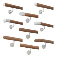 Handlauf Buche Holz Geländer weiße Halter V2A Wandhandlauf Treppe Balkon Griff