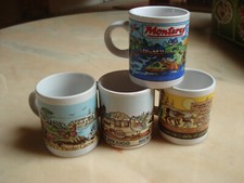 4 kleine witzige Kaffeebecher/Souvenirbecher Keramik Kalifornien/New Mexico 1990