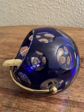 Blauer Kristall Glas Kugel Aschenbecher 50er oder 60er Jahre tolles Design