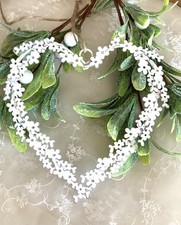 Shabby großes Herz Blüten Blütenherz Metall Hänger Weiß, 15 x 15 cm