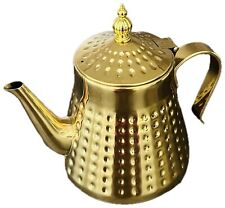 Teekanne 1,2L Edelstahlhammermuster Siebensatz Geldfarben 18cm Hoch
