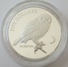 Neuseeland 5 Dollars 1999 Neuseeland-Kuckuckskauz Silber PP