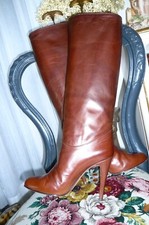 italienische  Vintage Stiefel High Heel Vollleder braun Gr. 38