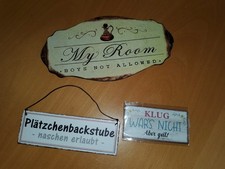 3 x  Schild,  Wandhänger Metall, Vintage, Shabby mit Sprüchen NEU 