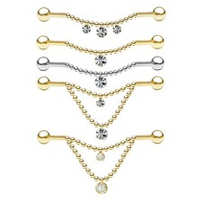 Industrial Piercing Scaffold Kette Anhänger Kristall Opal Ohr Piercing gold Z572