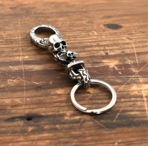 Skull keychain stainless - stainless, steel