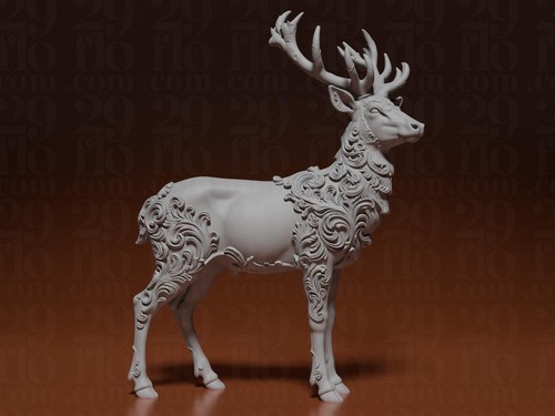Florale hirsch skulptur - florale,