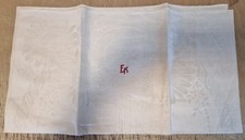 Schönes altes Leinen Motiv Handtuch Blätter Blüten Lochstickerei 0,48m x 1,06m