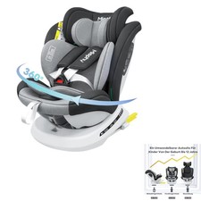 Kinderautositz, 360° Dreh, Isofix, Gruppe 0+1/2/3, 0-12 Jahre, in Grau