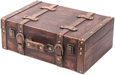 HMF Schatztruhe Vintage Koffer aus Holz braun Geschenkkoffer Geschenkbox 