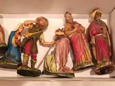⭐ Antikes Marolin Krippenfiguren-Set 8 Stück ca 100 Jahre Pappmache / Masse