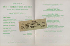 Eintrittskarte, Programm + Geschichtsheft zur Oper "Hochzeit des Figaro", 1981