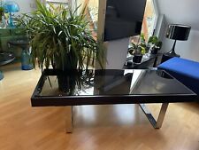 Couchtisch 1970 er Jahre Glastisch Rauchglas Kufentisch Chrom