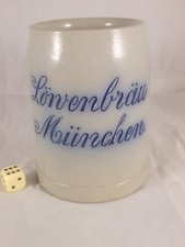 Antiker Bierkrug LÖWENBRÄU MÜNCHEN 0,35L. geritzt Hohlboden Brauereikrug alt rar
