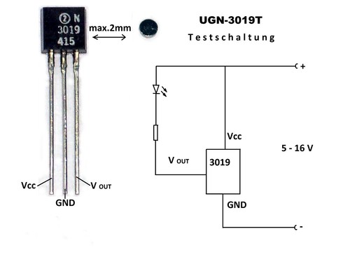 Ugn3019t hall sensor - hall-sensor, +