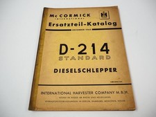 Mc Cormick D-214 Standard Dieselschlepper Ersatzteilliste Ersatzteilkatalog 1960