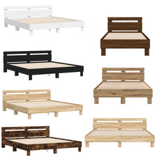 Bettgestell Gästebett Doppelbett Bettrahmen mit Kopfteil und LED-Beleuchtung